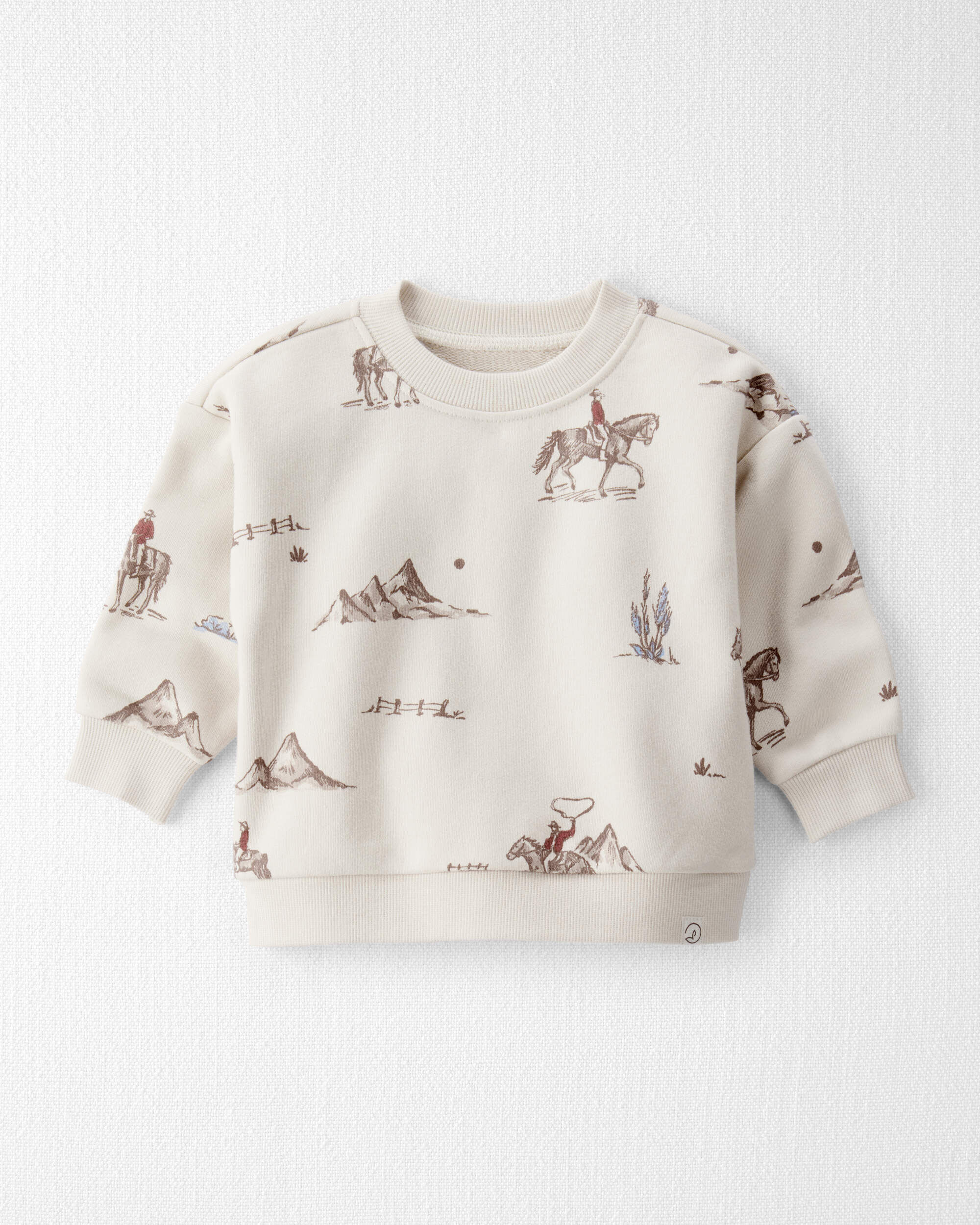 Baby French Terry Sweatshirt Made with Organic Cotton in Western Rodeo Print