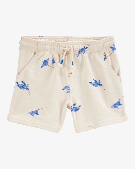  Product image 1 of Toddler Sea Print Pull-On French Terry Shorts - Ivory