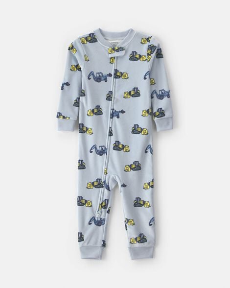 baby boy 1-piece construction 2-way zip dreamplush snug fit pajama - blue