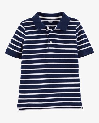 Product image 1 of Kid Navy Striped Piqué Polo Shirt