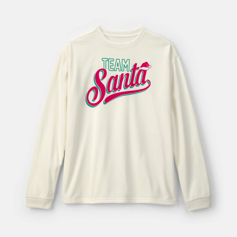 Adult 'Team Santa' Christmas Fleece Loose Fit Pajama Top - Cream