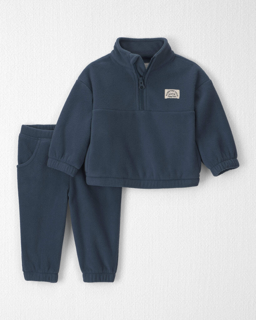 Little Planet Baby Boy 2-Piece Recycled Microfleece Top & Pant Set 12M Navy Blue