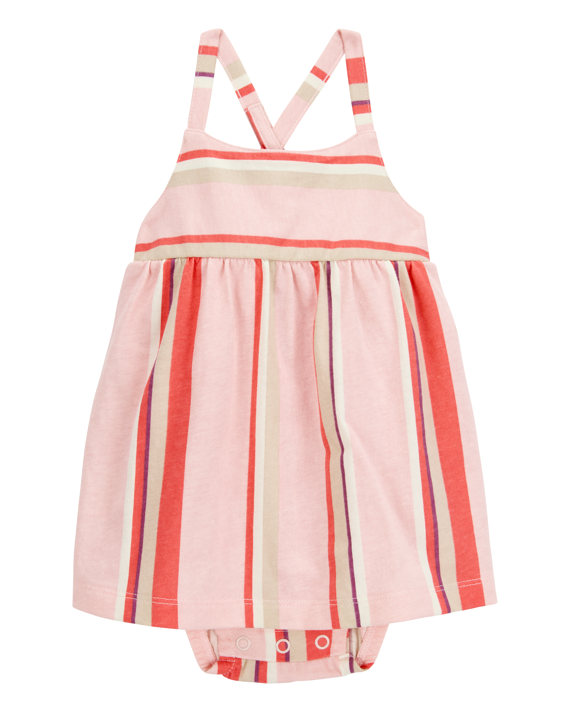 Baby Girl Striped Sleeveless Sunsuit - Pink