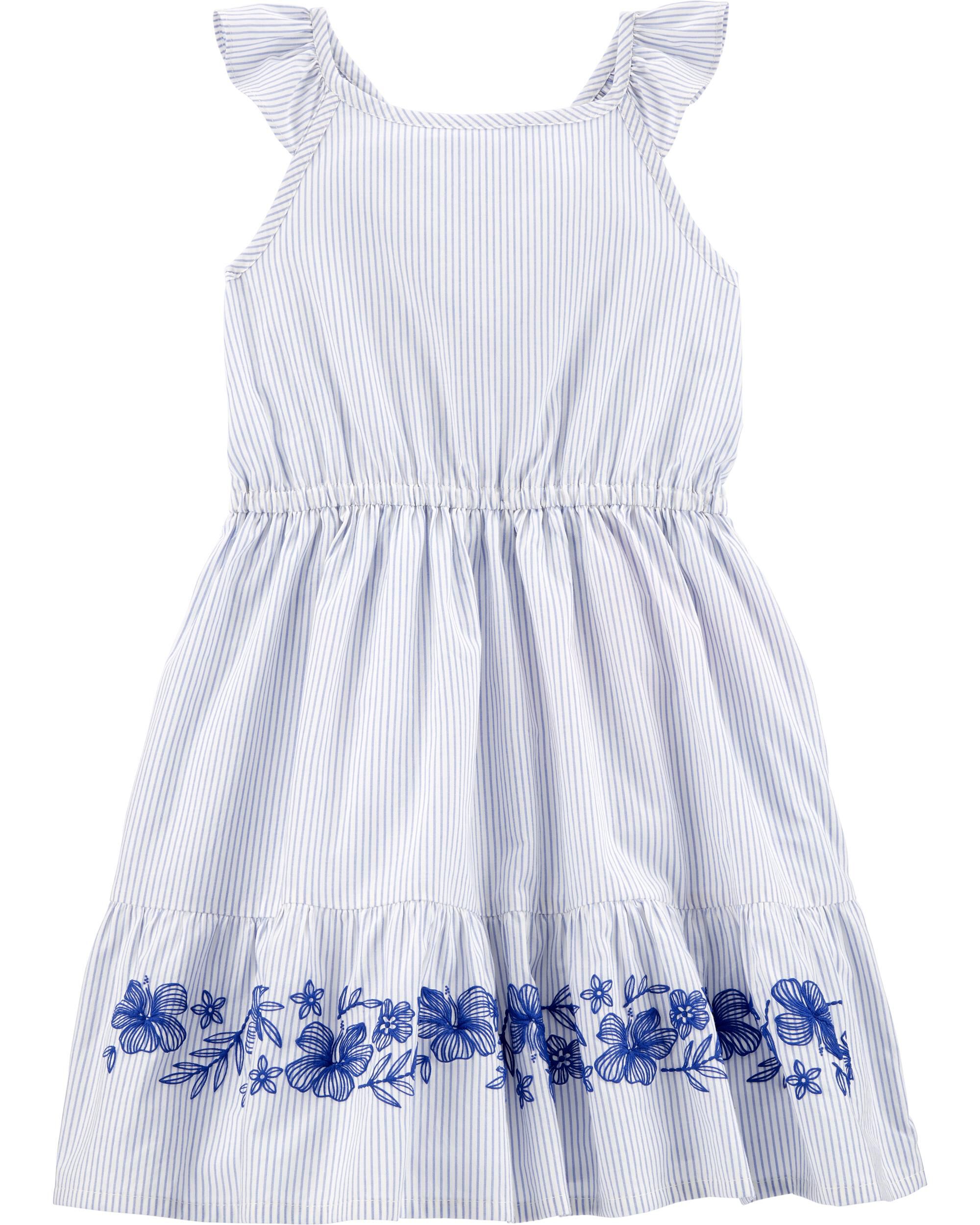 carter's blue and white striped dress