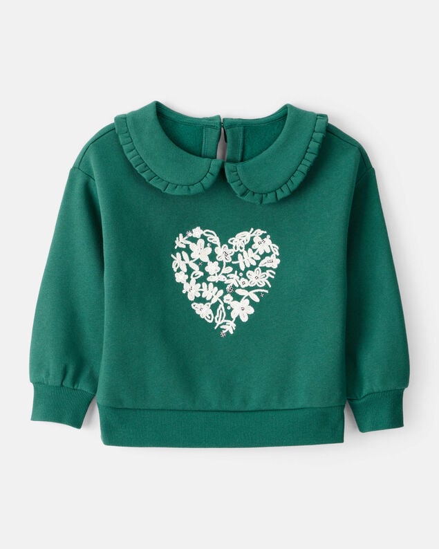 Product image 1 of Toddler Girl DayDream Fleece Heart Long-Sleeve Pullover Sweatshirt - Green