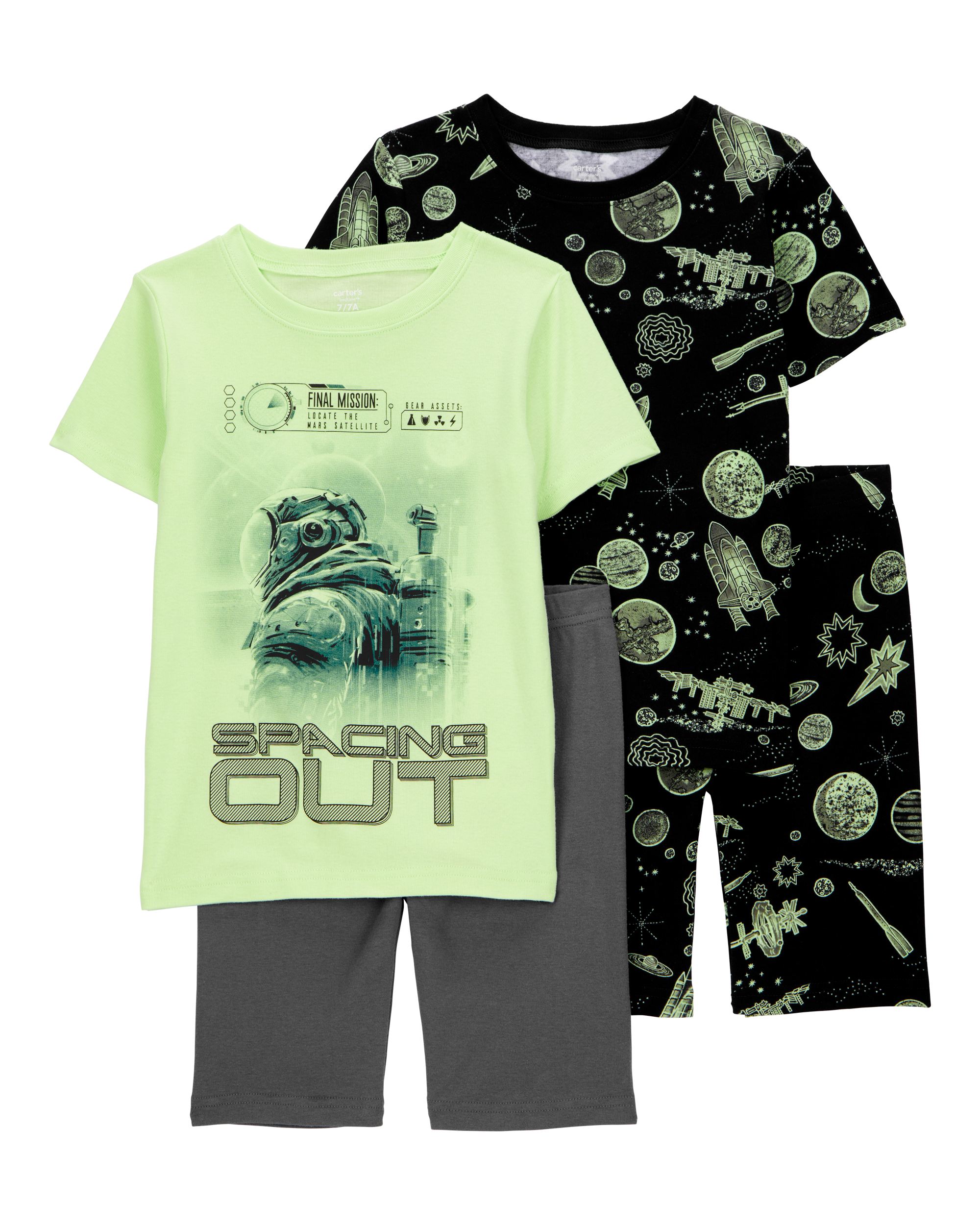 Kid Space Print Snug Fit 4-Piece Pajamas