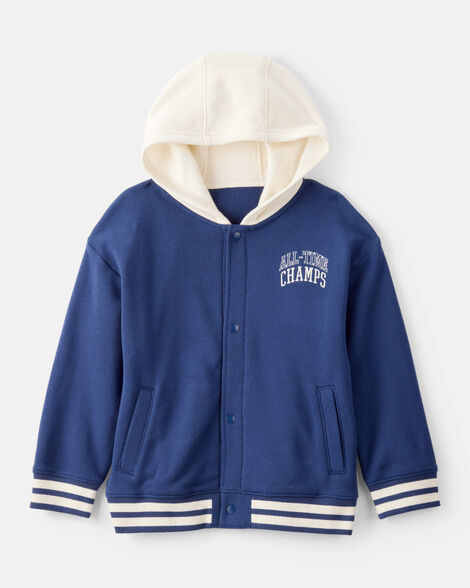 boys fleece varsity jacket - navy