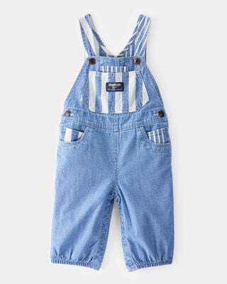 Product image 1 of Baby Vintage Inspired Striped Chambray Overalls - Blue Wash