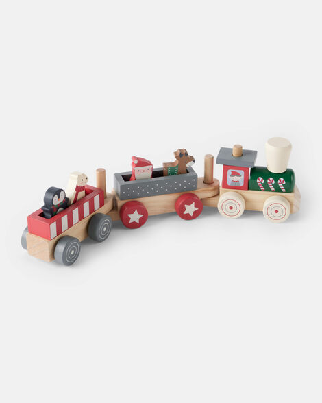 christmas train wooden toy set