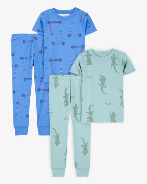 Product image 1 of Toddler 4-Piece Snug Fit 100% Cotton Pajamas - Green/Blue
