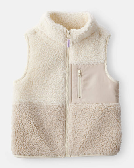 toddler girl sherpa vest - cream