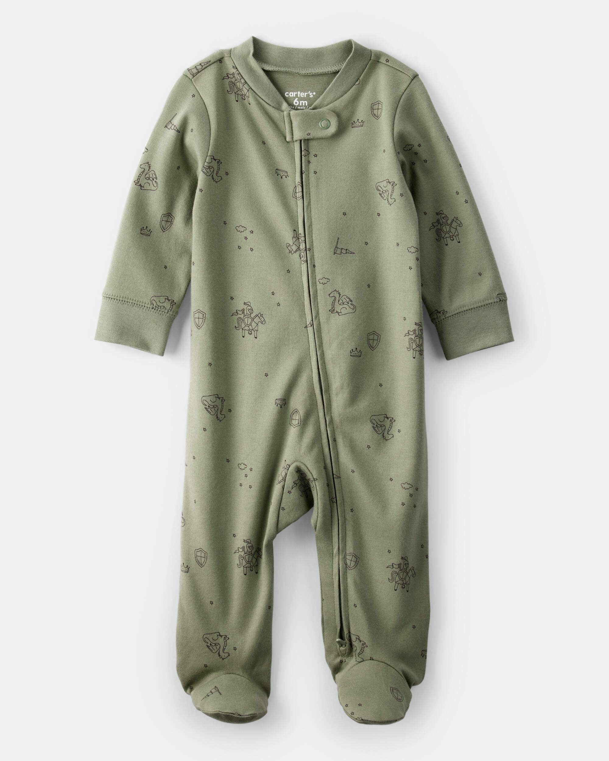boy☆ Baby Boy Solid 2-Way Zip PurelySoft Sleep & Play Pajamas