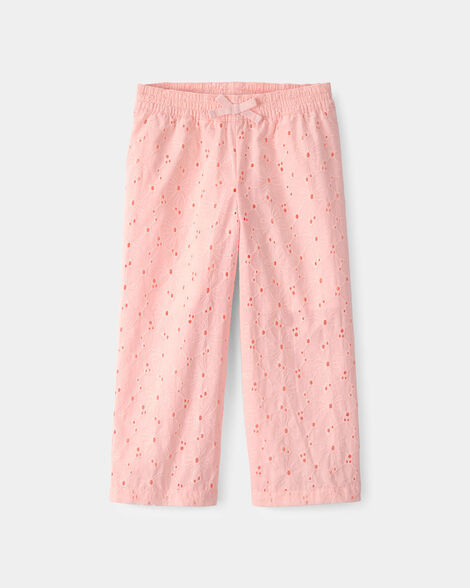 toddler girl floral eyelet pants - pink