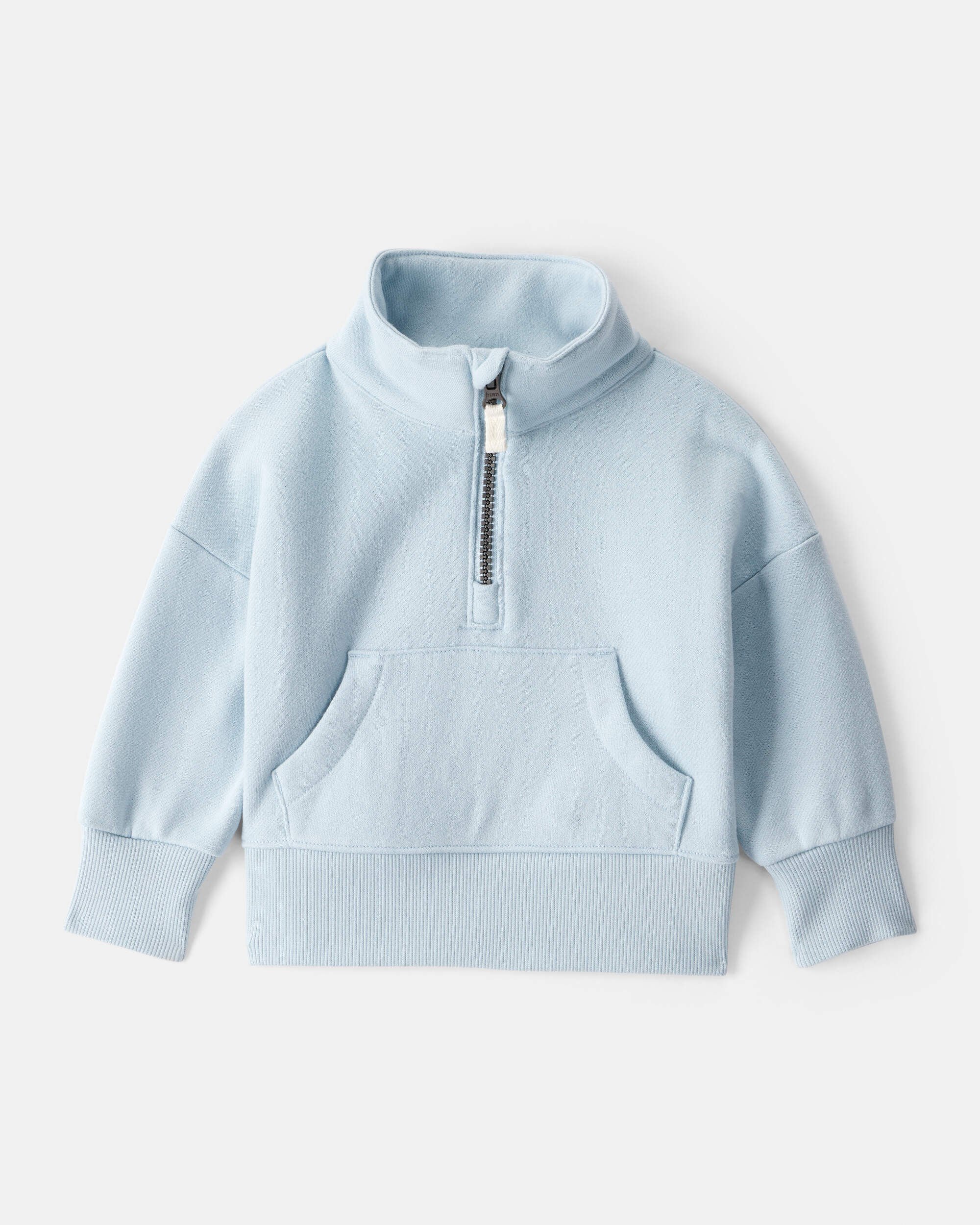 Baby Girl Long-Sleeve Quarter-Zip Pullover Sweatshirt - Blue
