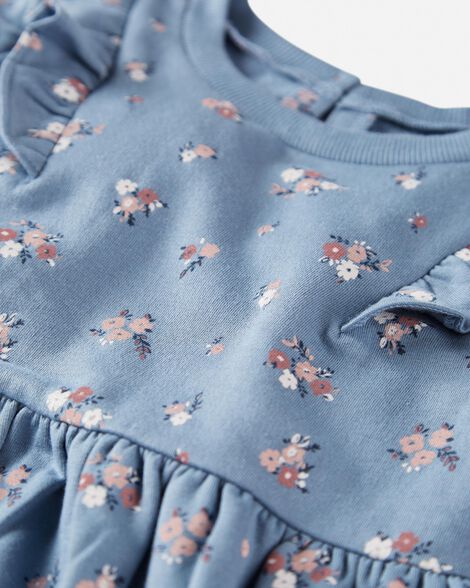  Product image 3 of Toddler Long-Sleeve Ruffle Dress Made with Organic Cotton in Floral Print