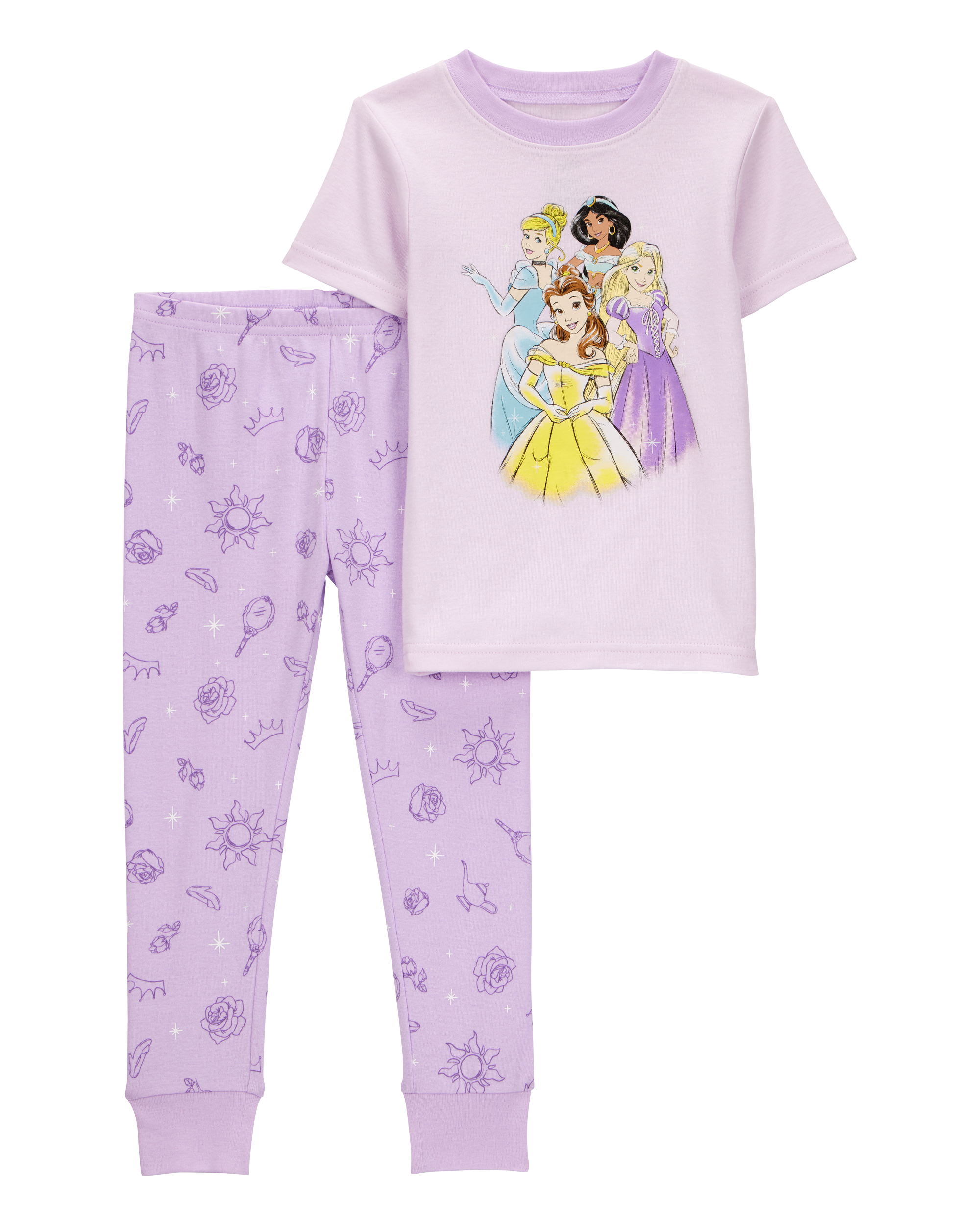 Toddler Disney Princesses Snug Fit 2-Piece Pajamas - Purple