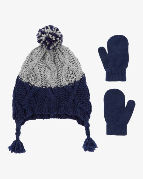  Product image 1 of Toddler 2-Pack Pom Hat & Mittens Set