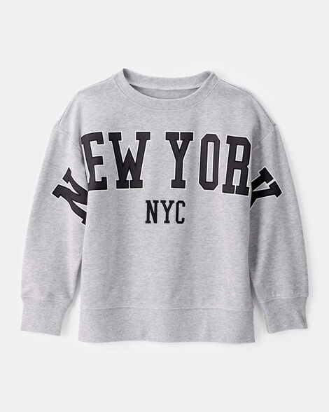 boys nyc french terry pullover sweatshirt - grey