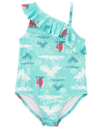 Toddler Beach Print 1-Piece Swimsuit