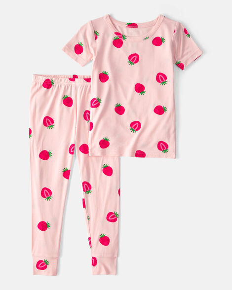 baby girl strawberry purelysoft 2-piece pajama set - pink