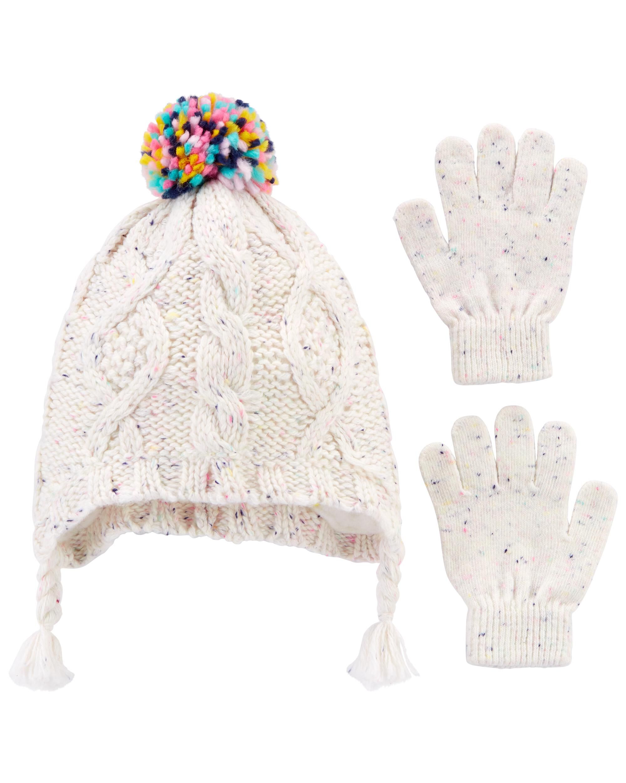 2-Pack Cable Knit Hat & Mittens Set