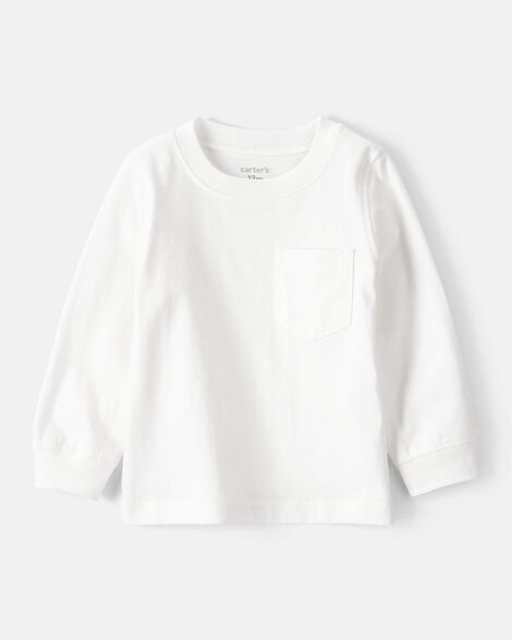 baby boy long-sleeve pocket tee - white