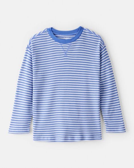 Boys Stripe Thermal Long-Sleeve Tee - Blue