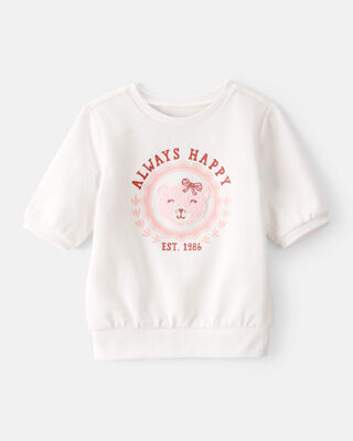 Product image 1 of Toddler Girl Bear Short-Sleeve Fashion Top - White