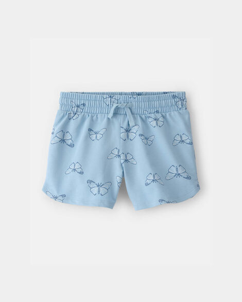girls butterfly french terry shorts - blue