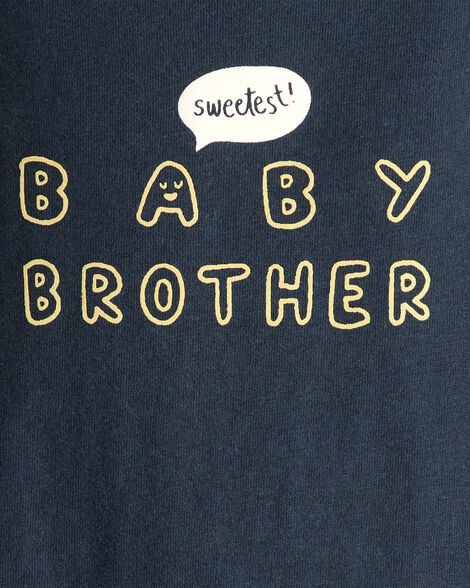 Product image 2 of Baby Boy Sweetest Baby Brother Cotton Long-Sleeve Graphic Bodysuit - Navy Blue