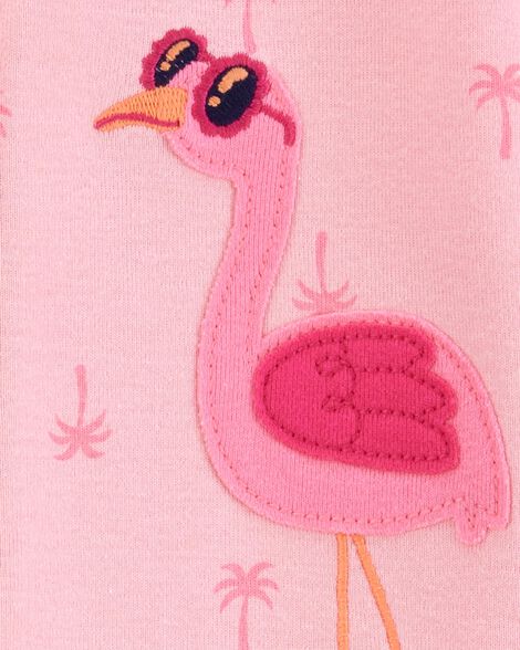  Product image 2 of Baby Flamingo Print Snug Fit Cotton Footie 1-Piece Pajamas - Pink
