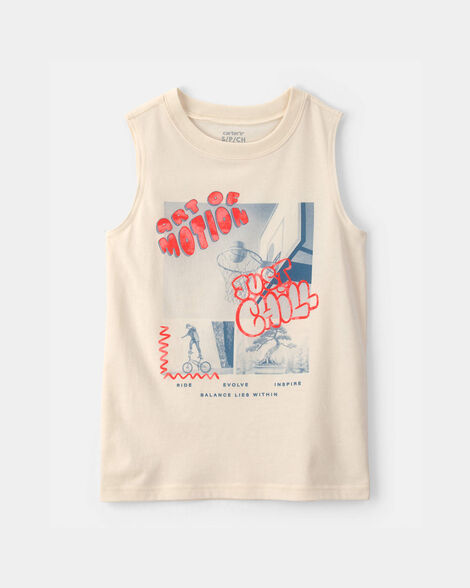 boys 'just chill' graphic tank - cream