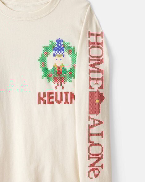 Boys Christmas Home Alone Long-Sleeve Graphic Tee - Cream