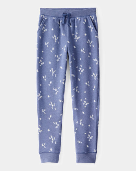 Product image 1 of Girls Floral Print DayDream Fleece Drawstring Joggers - Blue