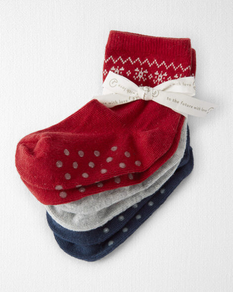 Product image 2 of Toddler 3-Pack No-Slip Holiday Socks Made with Organic Cotton