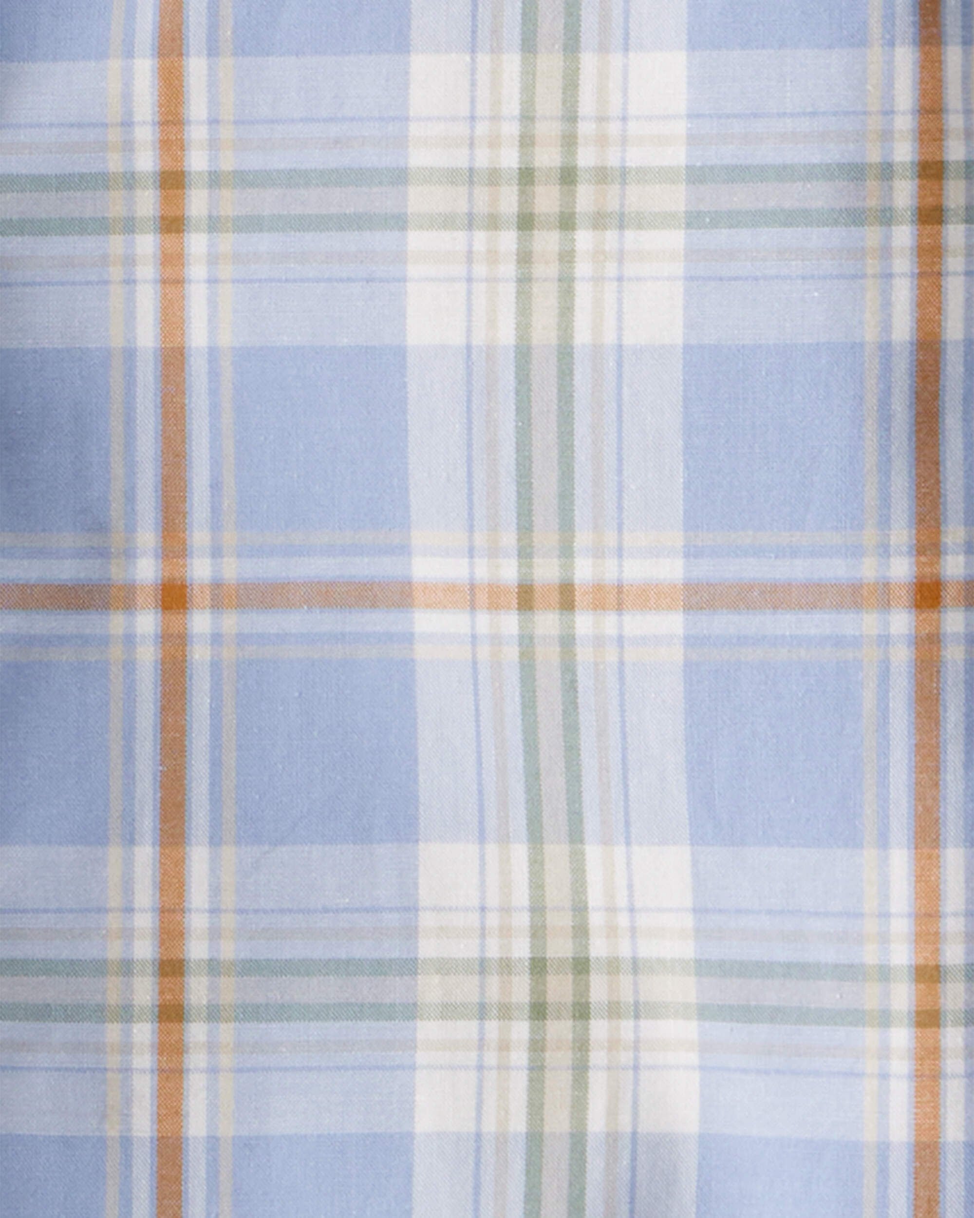 Toddler Poplin Plaid Button-Front Shirt  -Blue/Orange/White