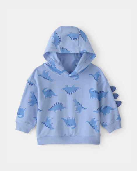 baby boy dinosaur french terry hoodie - blue