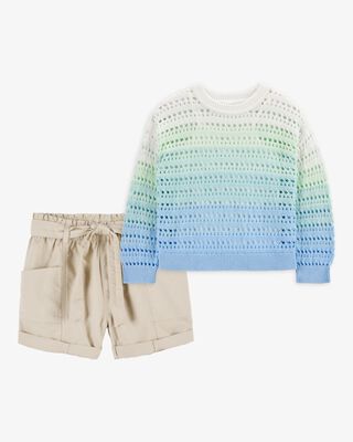 Product image 1 of Kid 2-Piece Ombre Pullover Sweater & Utility Short Set