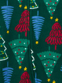 Green - Baby Christmas Trees Zip-Up Fleece Sleep & Play Pajamas, Selected