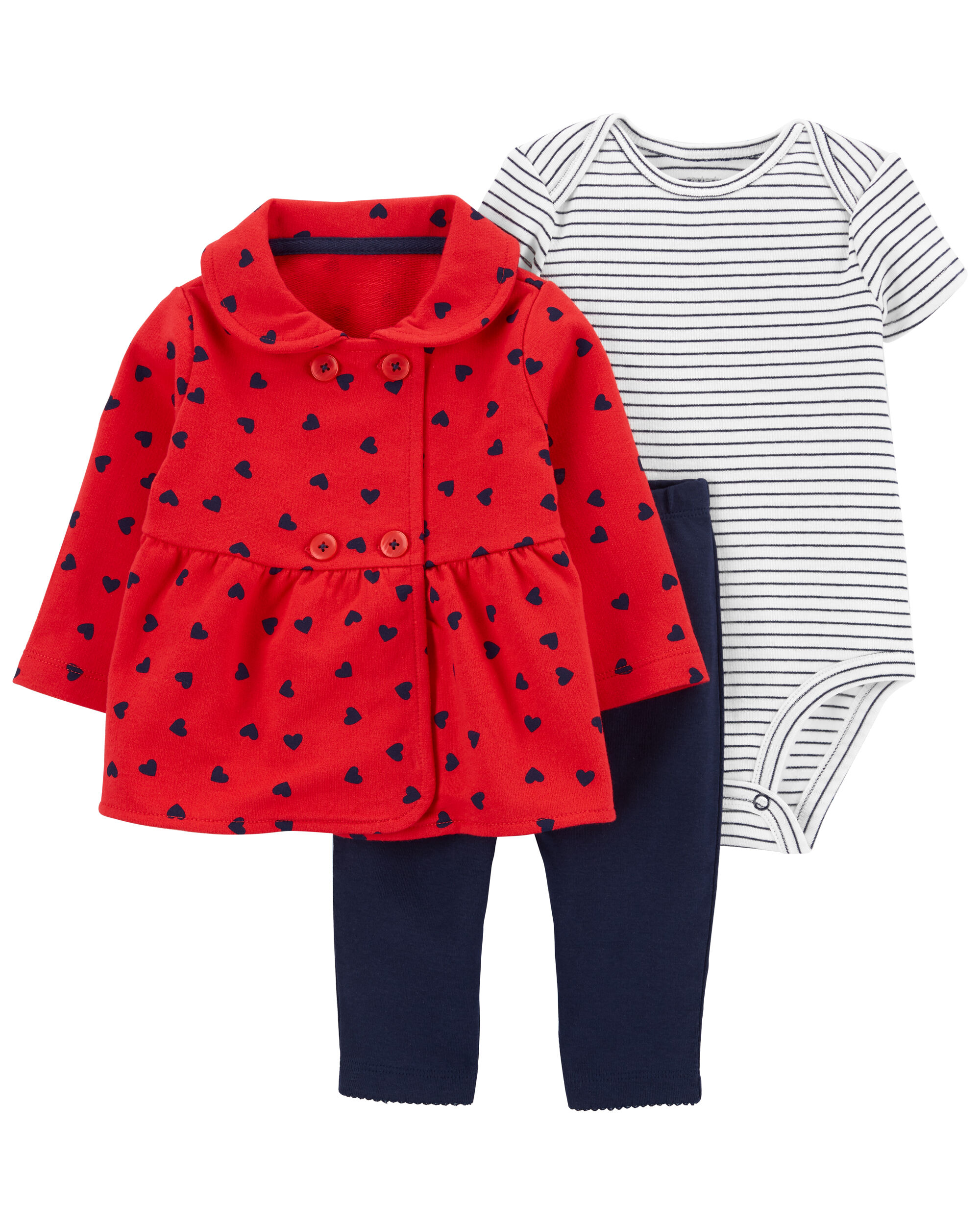 Baby 3-Piece Heart Little Cardigan Set 