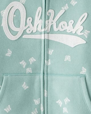 Product image 2 of Kid Butterfly Print OshKosh Fleece Logo Jacket - Green