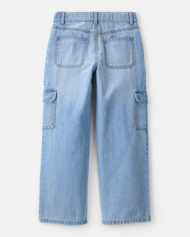 Product image 2 of Girls High-Rise Denim Cargo Jeans - Blue