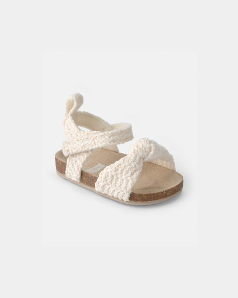 baby girl knit sandals - cream