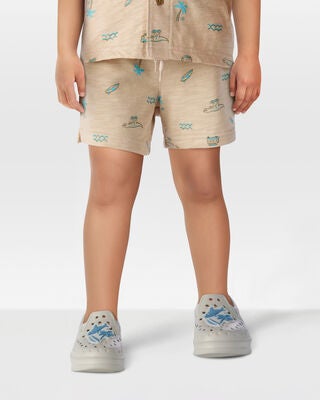 Product image 2 of Toddler Beach Print Pull-On French Terry Shorts - Khaki