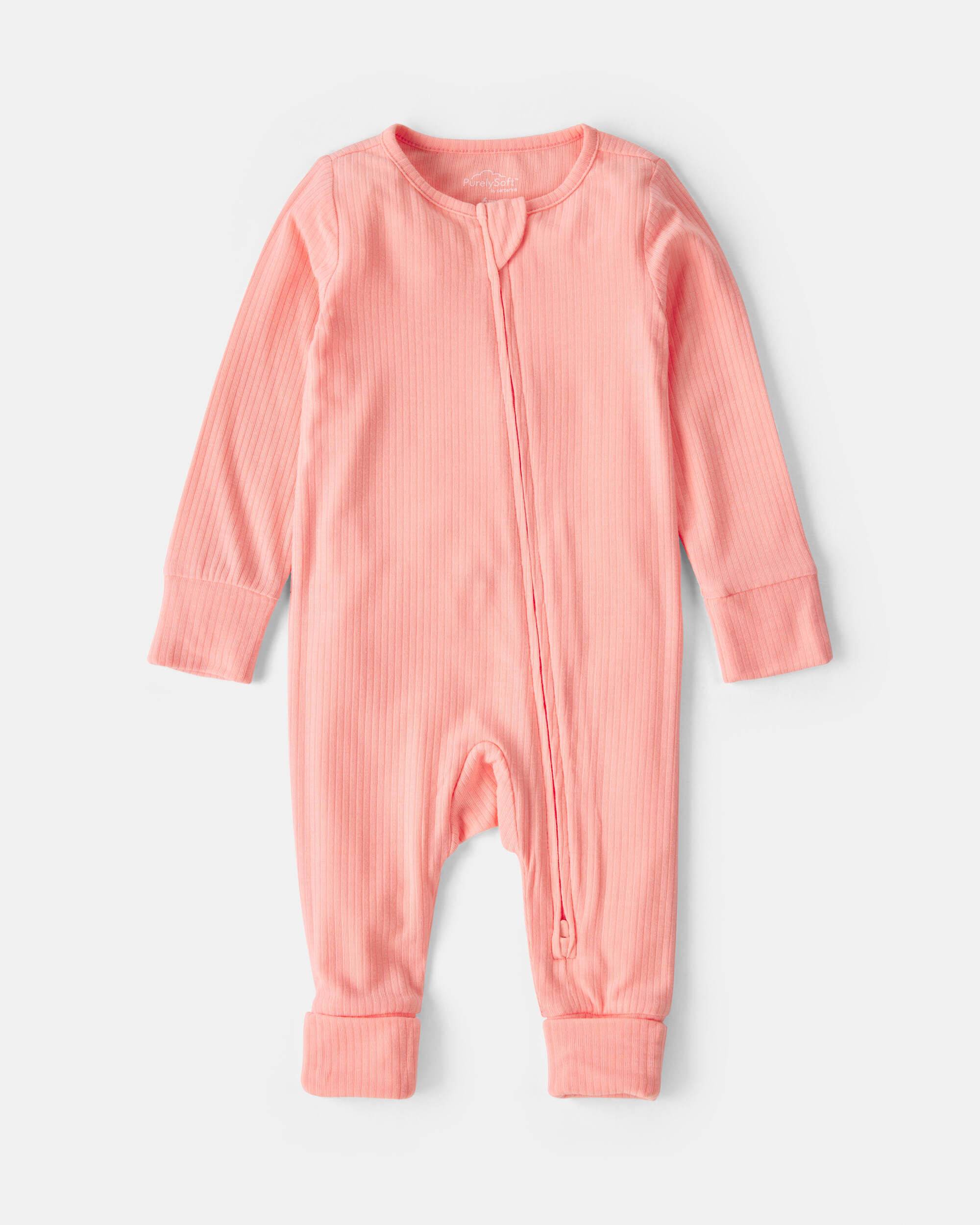 Carter's baby girl purelysoft™ 2-way zip sleep & play pajamas 3M Coral