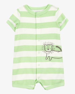 Product image 1 of Baby Lion Striped Short-Sleeve Romper -Green
