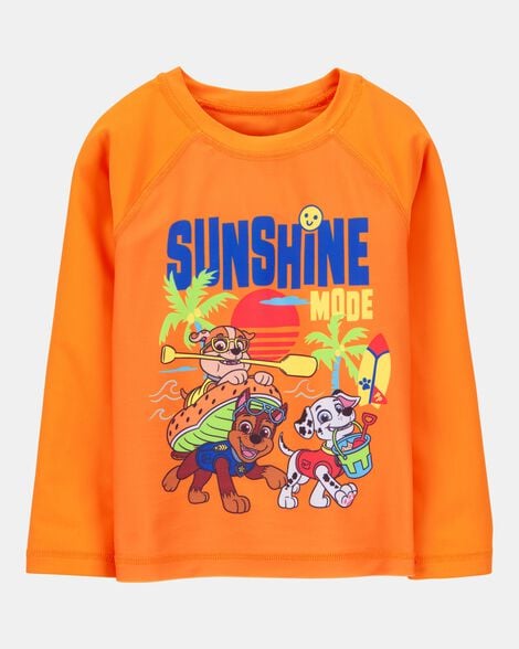 toddler boy paw patrol long-sleeve rashguard swim top - orange