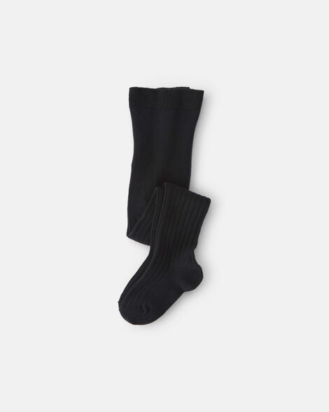 girls ribbed tights - black