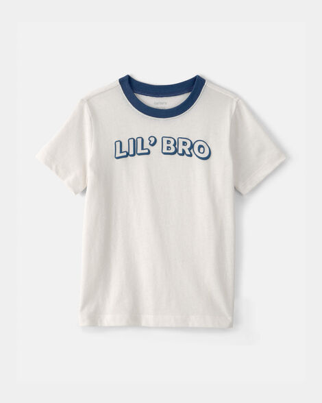 toddler boy 'lil bro' graphic tee - ivory