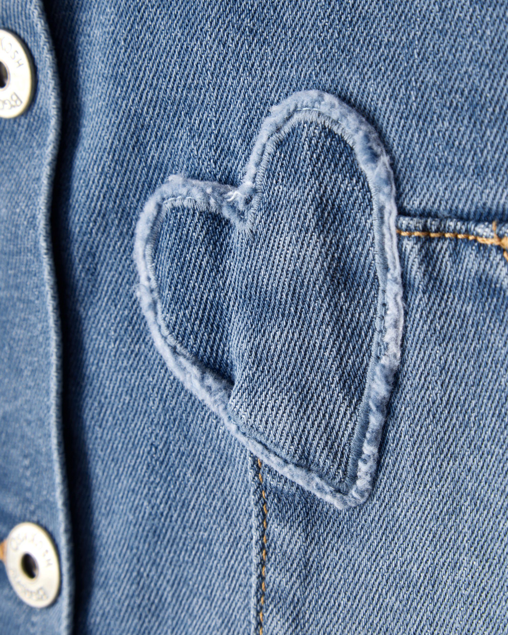 Girls Sleeveless Heart Denim Skirtall - Blue